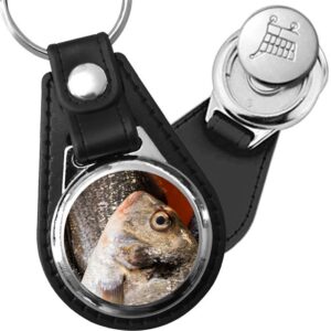 Porte-clé cuir avec médaillon poisson Sandre
