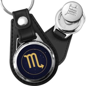 Porte-clé cuir médaillon Zodiaque Scorpion – Étoilé
