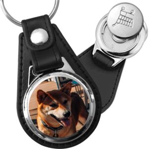 Porte-clé cuir avec médaillon chien Shiba Inu