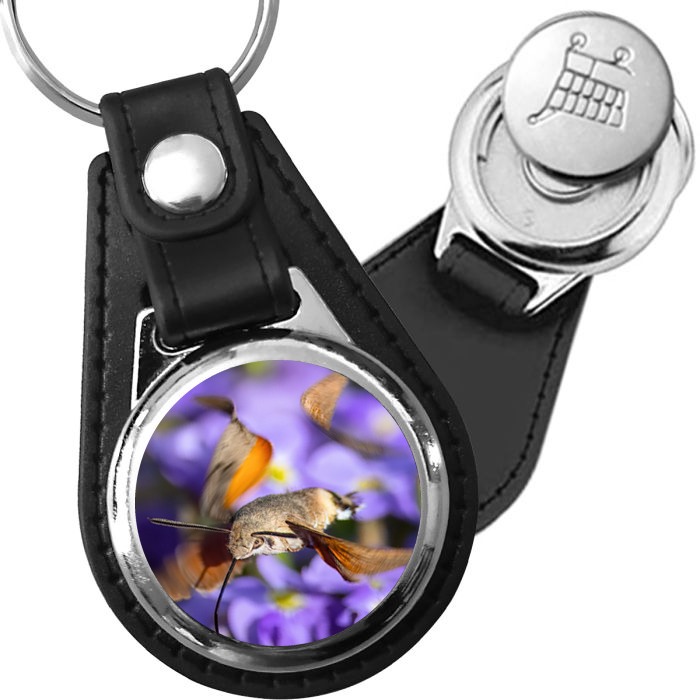 Porte-clé cuir avec médaillon insecte Sphinx