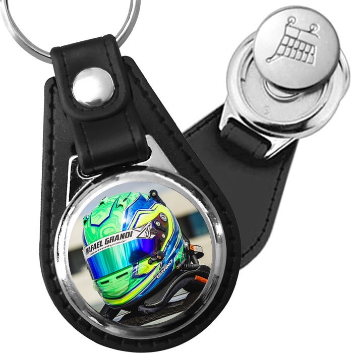 Porte-clé cuir avec médaillon sport Sport Auto