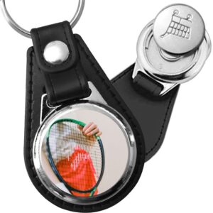 Porte-clé cuir avec médaillon sport Squash
