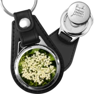 Porte-clé cuir avec médaillon arbre Sureau