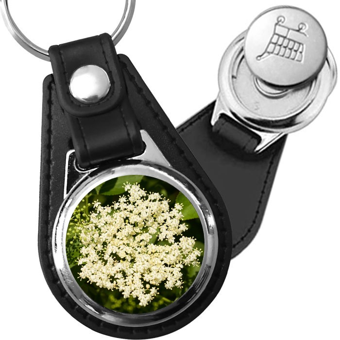 Porte-clé cuir avec médaillon arbre Sureau