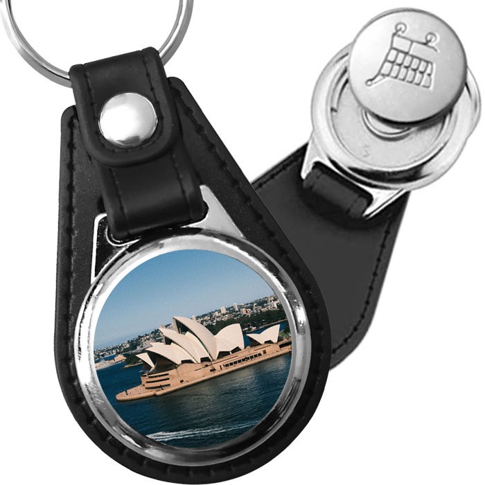 Porte-clé cuir avec médaillon ville Sydney