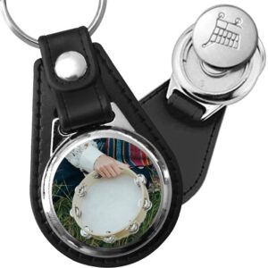 Porte-clé cuir avec médaillon instrument Tambourin