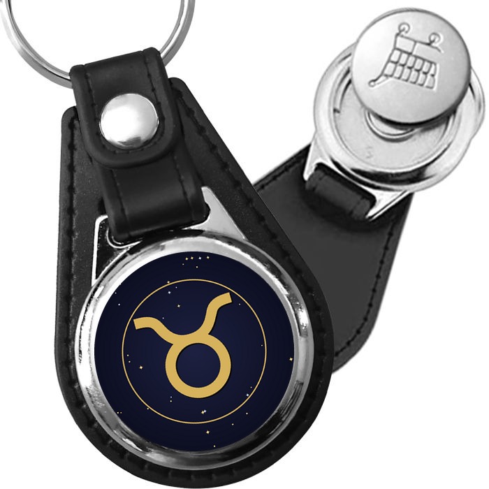 Porte-clé cuir médaillon Zodiaque Taureau – Étoilé