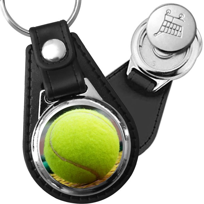 Porte-clé cuir avec médaillon sport Tennis