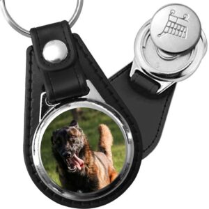 Porte-clé cuir avec médaillon chien Tervueren