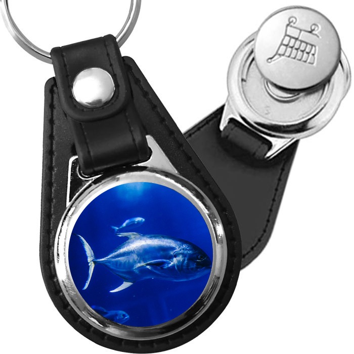 Porte-clé cuir avec médaillon poisson Thon
