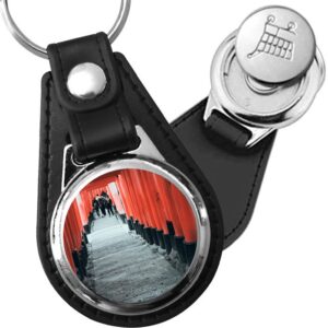 Porte-clé cuir médaillon zen Torii