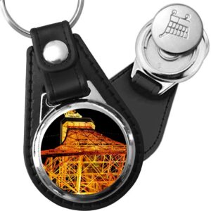 Porte-clé cuir avec médaillon monument Tour de Tokyo