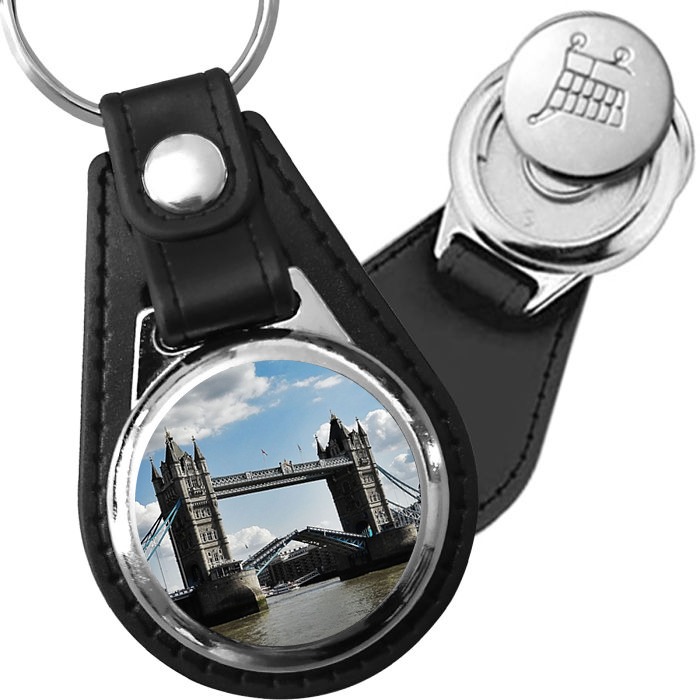 Porte-clé cuir avec médaillon monument Tower Bridge