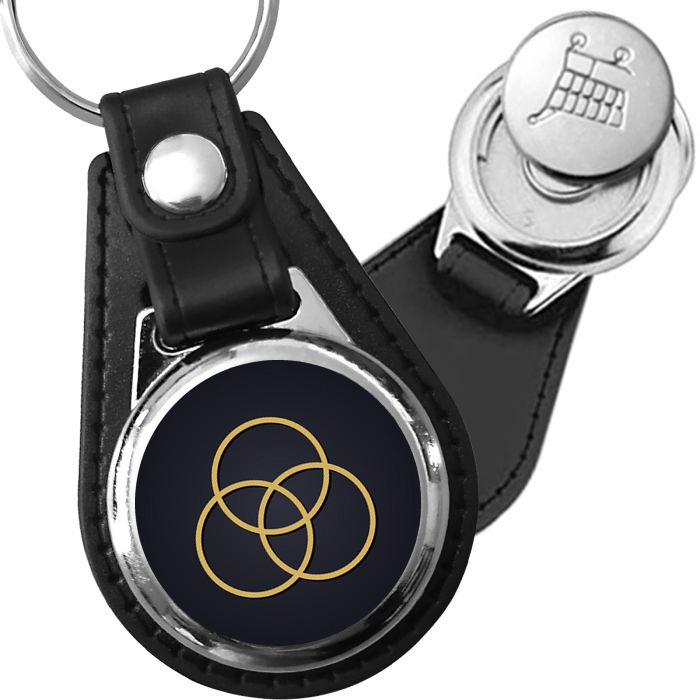 Porte-clé cuir médaillon viking gravé Triquetra