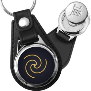 Porte-clé cuir médaillon viking gravé Triskèle Spiralé