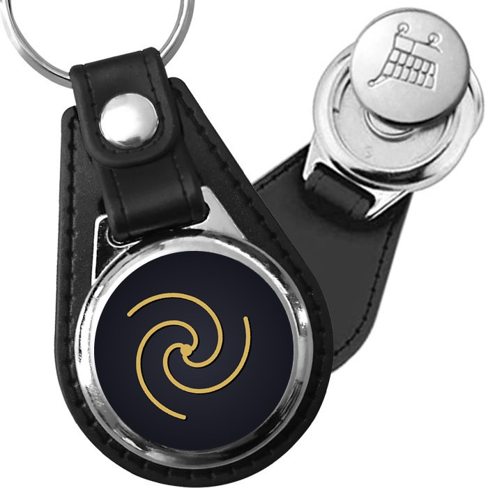Porte-clé cuir médaillon viking gravé Triskèle Spiralé