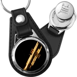 Porte-clé cuir avec médaillon instrument Trompette
