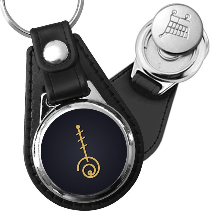 Porte-clé cuir médaillon zen Unalome