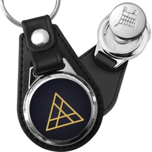 Porte-clé cuir médaillon viking gravé Valknut
