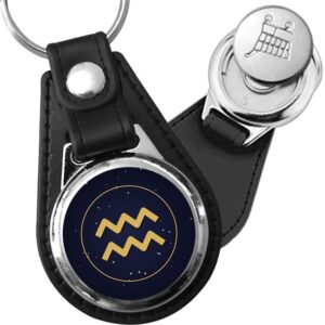 Porte-clé cuir médaillon Zodiaque Verseau – Étoilé