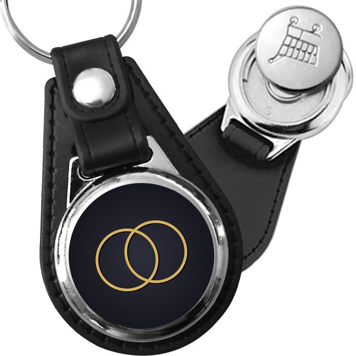 Porte-clé cuir médaillon zen Vesica Piscis