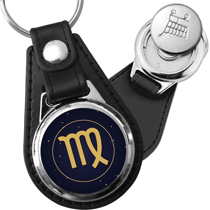 Porte-clé cuir médaillon Zodiaque Vierge – Étoilé