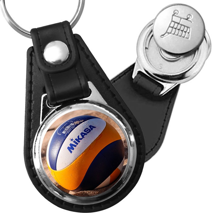 Porte-clé cuir avec médaillon sport Volleyball