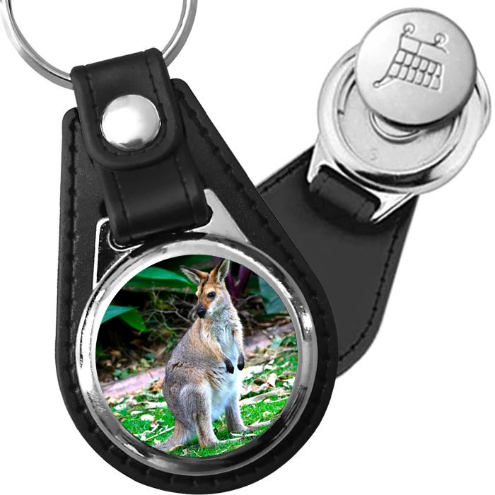 Porte-clé cuir avec médaillon mammifère Wallaby