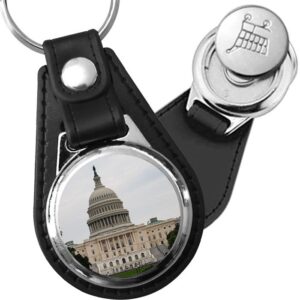 Porte-clé cuir avec médaillon ville Washington