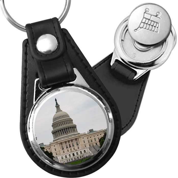 Porte-clé cuir avec médaillon ville Washington