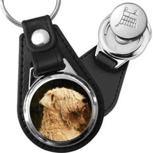Porte-clé cuir avec médaillon chien Wheaten Terrier