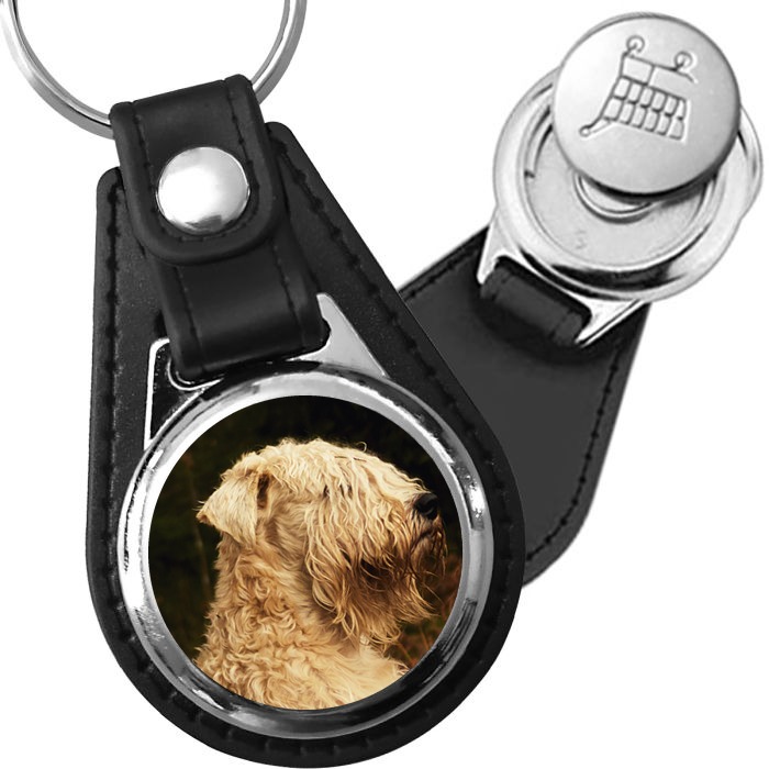 Porte-clé cuir avec médaillon chien Wheaten Terrier