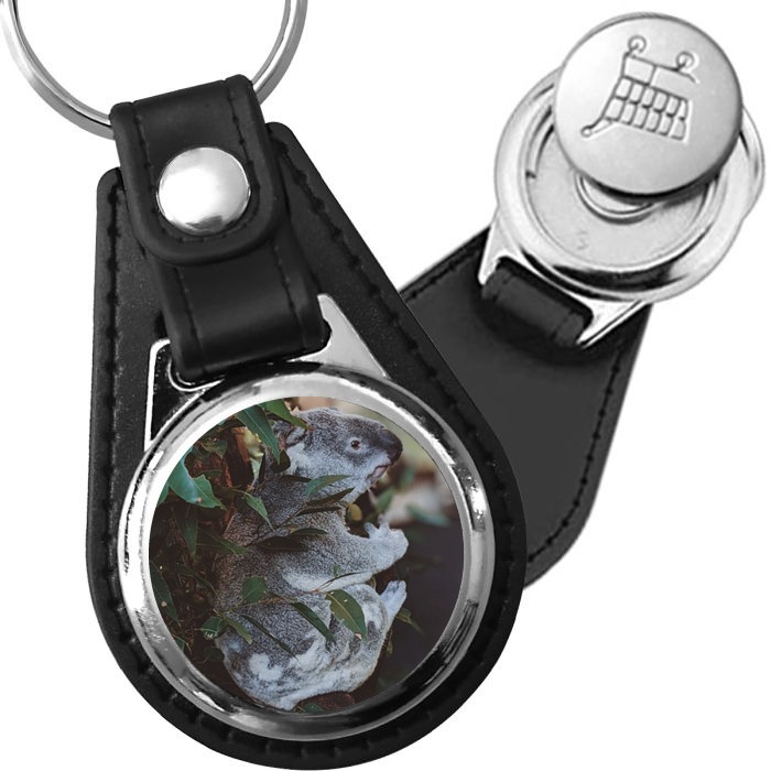 Porte-clé cuir avec médaillon mammifère Wombat