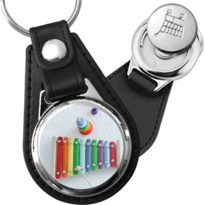 Porte-clé cuir avec médaillon instrument Xylophone