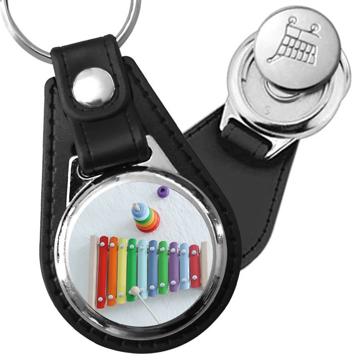 Porte-clé cuir avec médaillon instrument Xylophone