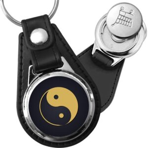 Porte-clé cuir médaillon zen Yin Yang