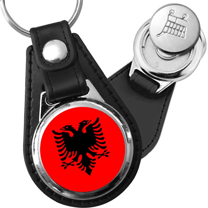 Porte-clés drapeau Albanie en simili-cuir