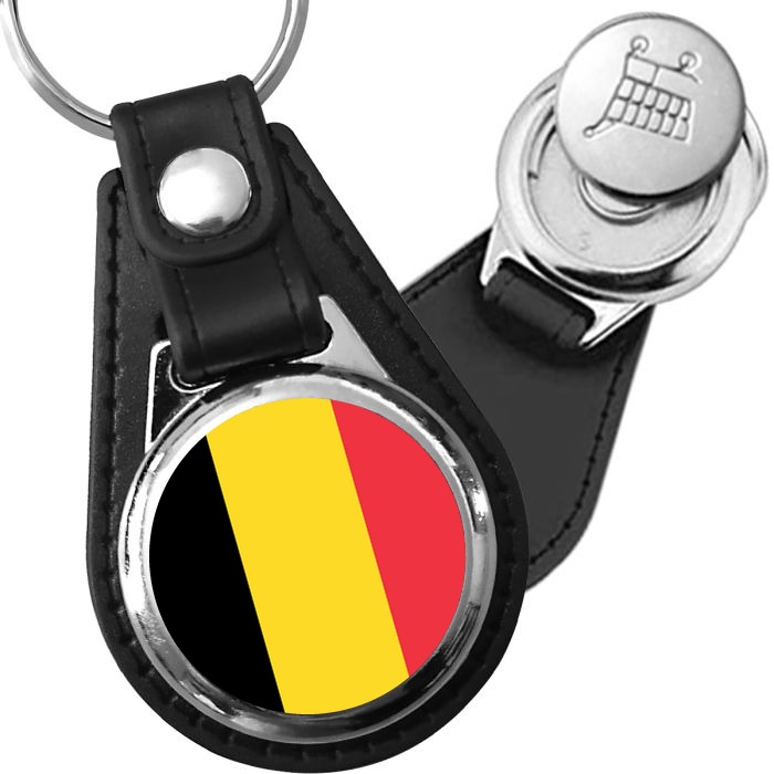 Porte-clés drapeau Belgique en simili-cuir