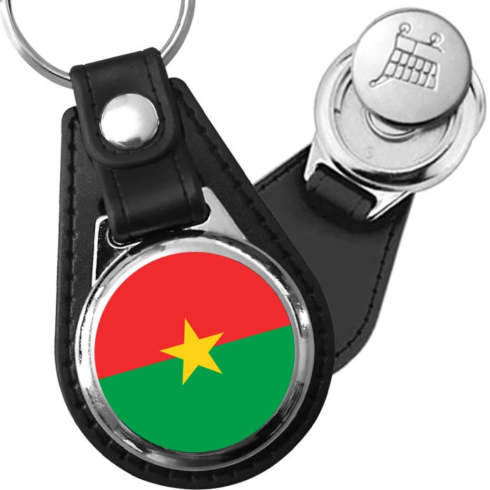 Porte-clés drapeau Burkina Faso en simili-cuir