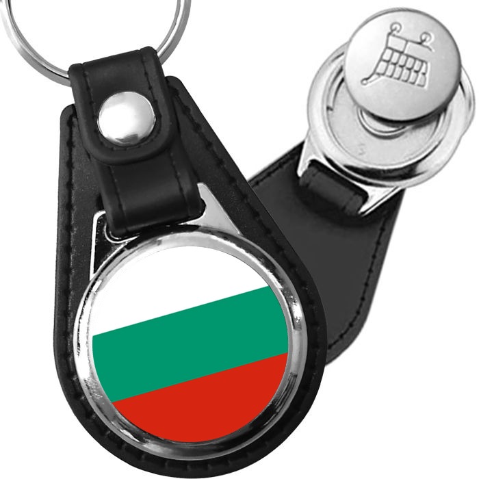 Porte-clés drapeau Bulgarie en simili-cuir