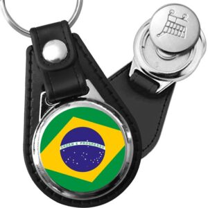 Porte-clés drapeau Bresil en simili-cuir