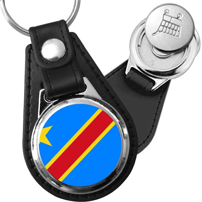 Porte-clés drapeau Congo (RDC) en simili-cuir