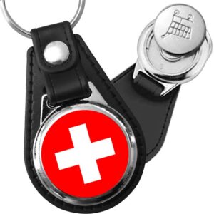 Porte-clés drapeau Suisse en simili-cuir