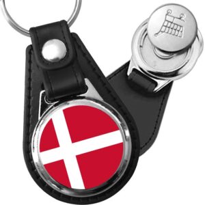 Porte-clés drapeau Danemark en simili-cuir