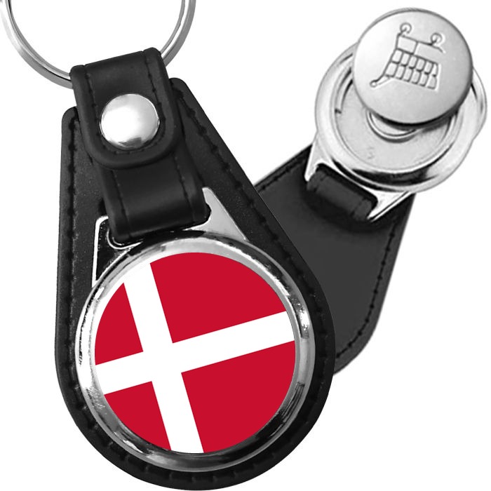 Porte-clés drapeau Danemark en simili-cuir