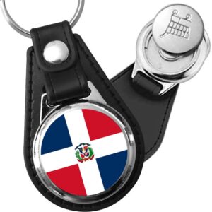 Porte-clés drapeau Republique dominicaine en simili-cuir