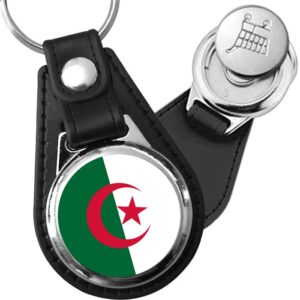 Porte-clés drapeau Algerie en simili-cuir