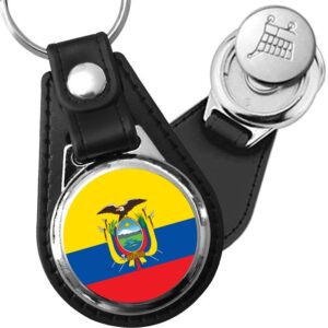 Porte-clés drapeau Equateur en simili-cuir