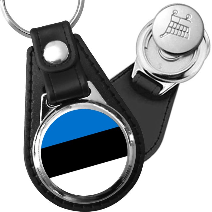 Porte-clés drapeau Estonie en simili-cuir
