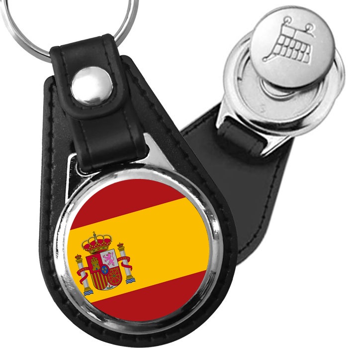 Porte-clés drapeau Espagne en simili-cuir